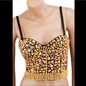 JEWELED Rhinestone Corset Bustier Crop Bralette
